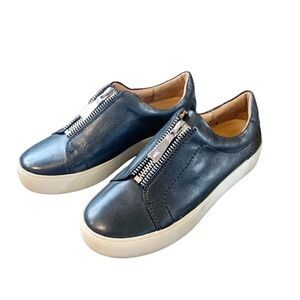 FRYE Lena Black Leather Low Zip Oxford Sneaker Size 7